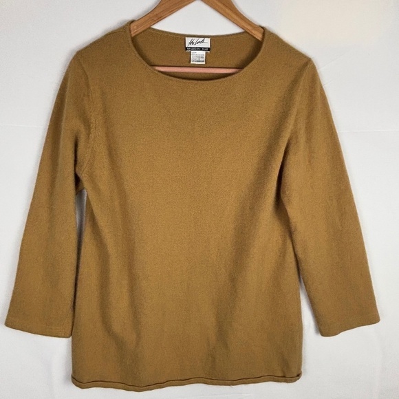 The Look Women Pullover Sweater Neutral Angora Merino Cashmere Quiet Luxury Tan - Picture 1 of 9